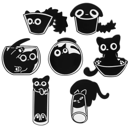 7 Pcs Cat Enamel Pin Cute Cartoon Animal Brooch Funny Alloy Lapel Pins Cat Clip Decoration Badges for Clothes Backpacks Jackets Bags Hat Valentines Day Gift Halloween Party